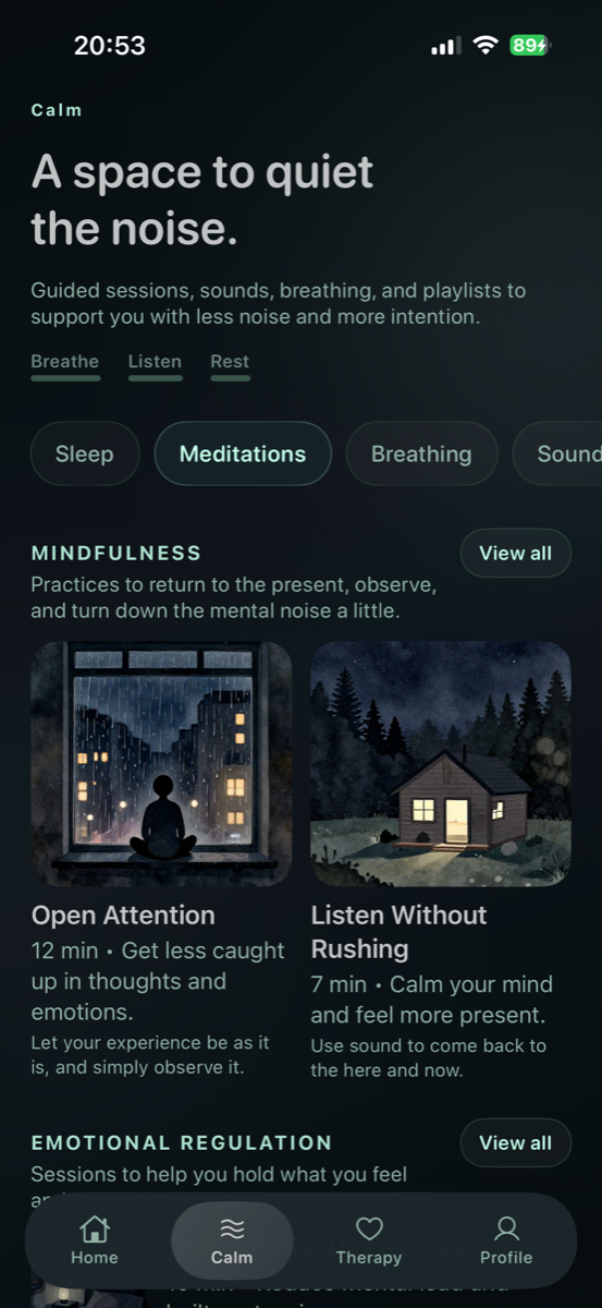 MindSteer calm screen screenshot