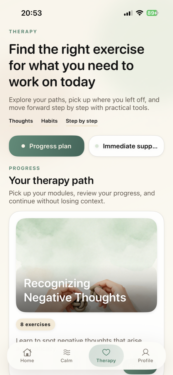 MindSteer therapy screen screenshot